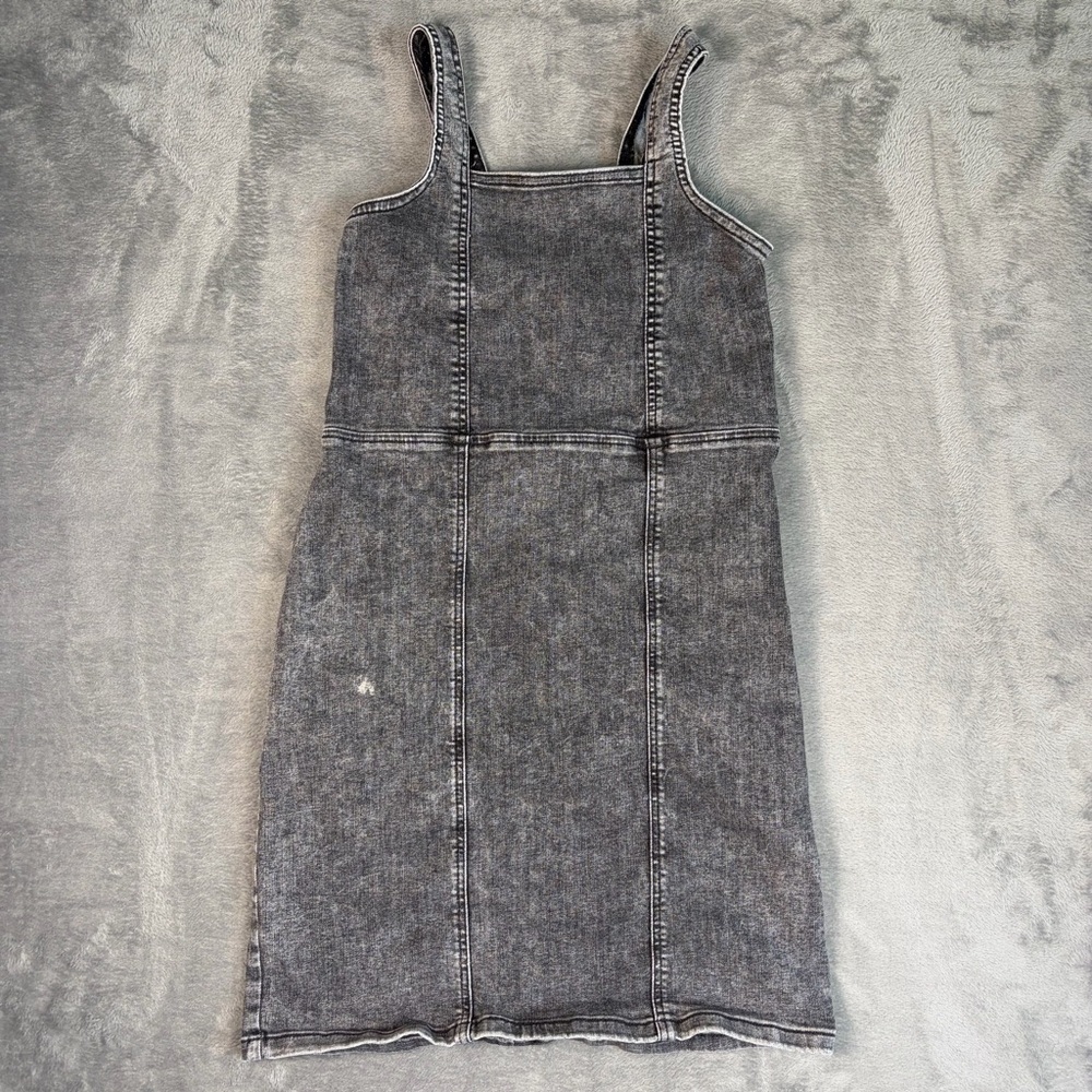 Art Class Denim Jumper Dress Girl's XXL 16/18 Black Sleeveless Square Neck